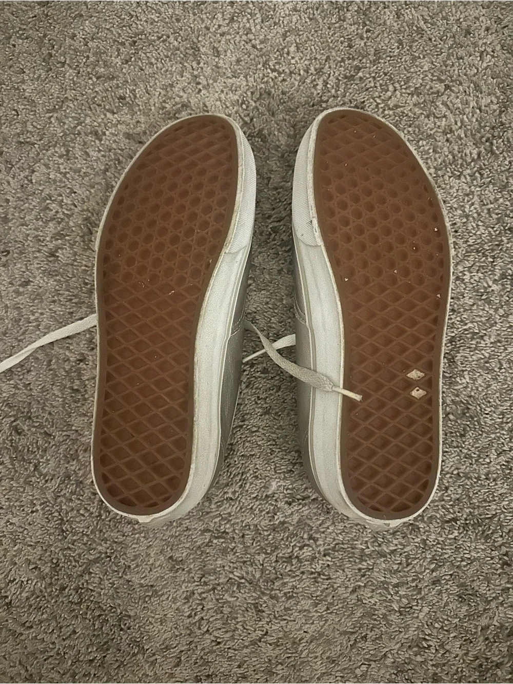 VANS Silver Canvas Lace-Up Sneaker Rubber Sole Womens 9 US